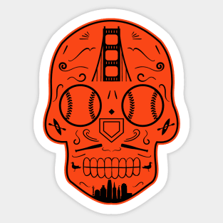 San Francisco Baseball Sugar Skull Sticker